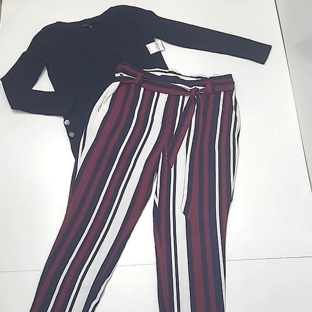Express High Waist Rise Ankle Dress Pants Flowy Fit Pockets Accent Belt Sz 14 - Picture 12 of 17
